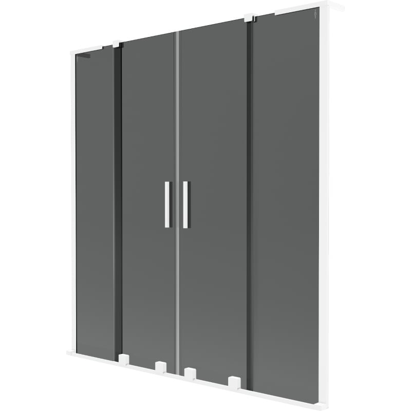 Paravan cadă Mexen Velar L Duo 2 panouri glisante 140 x 150 cm, grafit, alb - 896-140-003-42-20