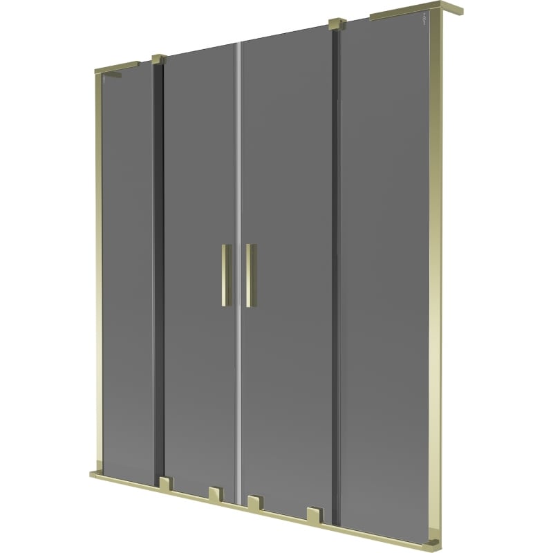 Panou de cadă Mexen Velar L Duo, glisant, cu 2 aripi, 140 x 150 cm, grafit, auriu - 896-140-003-42-50