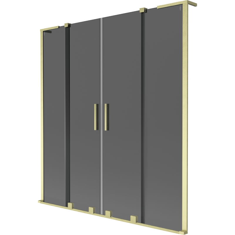 Mexen Velar L Duo 2-szárnyú toló fürdőszobai paraván 140 x 150 cm, grafit, arany kefe - 896-140-003-42-55