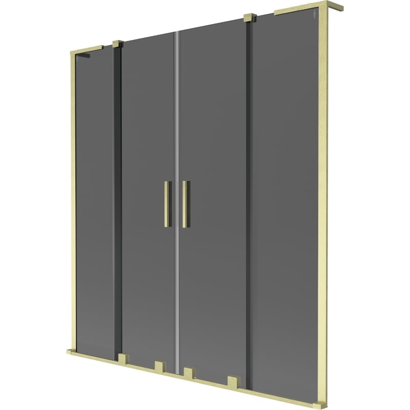 Mexen Velar L Duo paravan cadă 2-canate glisant 140 x 150 cm, grafit, auriu periat - 896-140-003-42-55