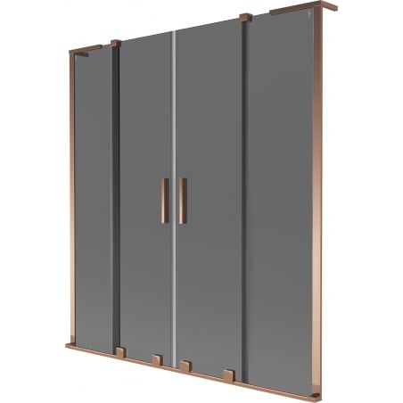 Mexen Velar L Duo panou de cadă cu 2 uși glisante 140 x 150 cm, grafit, aur roz - 896-140-003-42-60