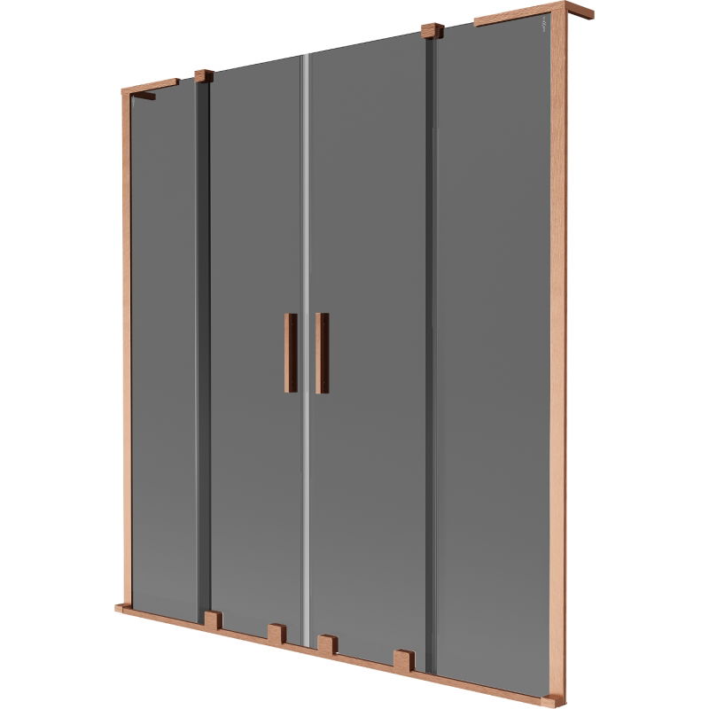 Mexen Velar L Duo paravan de baie cu 2 uși glisante 140 x 150 cm, grafit, cupru periat - 896-140-003-42-65