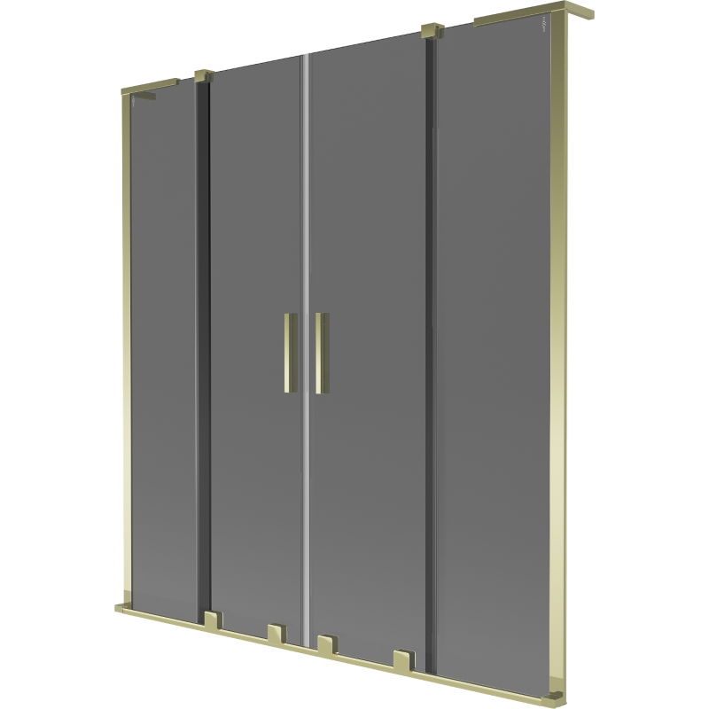Panou de cadă Mexen Velar L Duo glisant cu 2 aripi 160 x 150 cm, grafit, auriu - 896-160-003-42-50