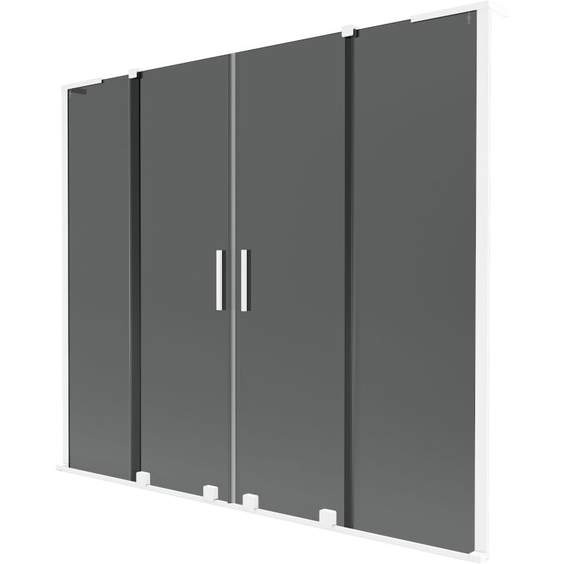 Mexen Velar L Duo kádparaván 2-szárnyas toló 170 x 150 cm, grafit, fehér - 896-170-003-42-20