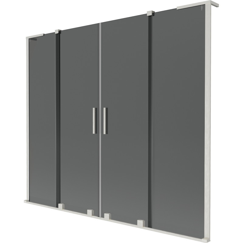 Mexen Velar L Duo fürdőkádparaván 2-szárnyú toló 170 x 150 cm, grafit, kefélt nikkel - 896-170-003-42-97