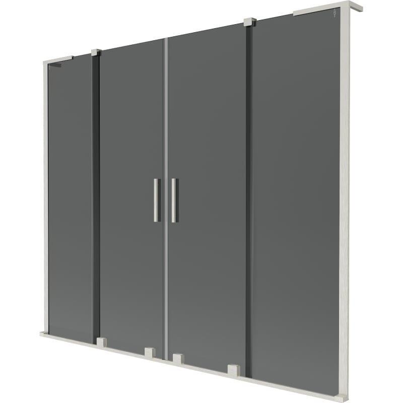 Mexen Velar L Duo kétpaneles toló és összecsukható fürdőkádparaván 170 x 150 cm, grafit, selyemfényű nikkel - 896-170-003-42-97