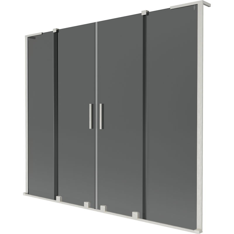 Mexen Velar L Duo kádparaván 2-szárnyú toló 200 x 150 cm, grafit, csiszolt nikkel - 896-200-003-42-97