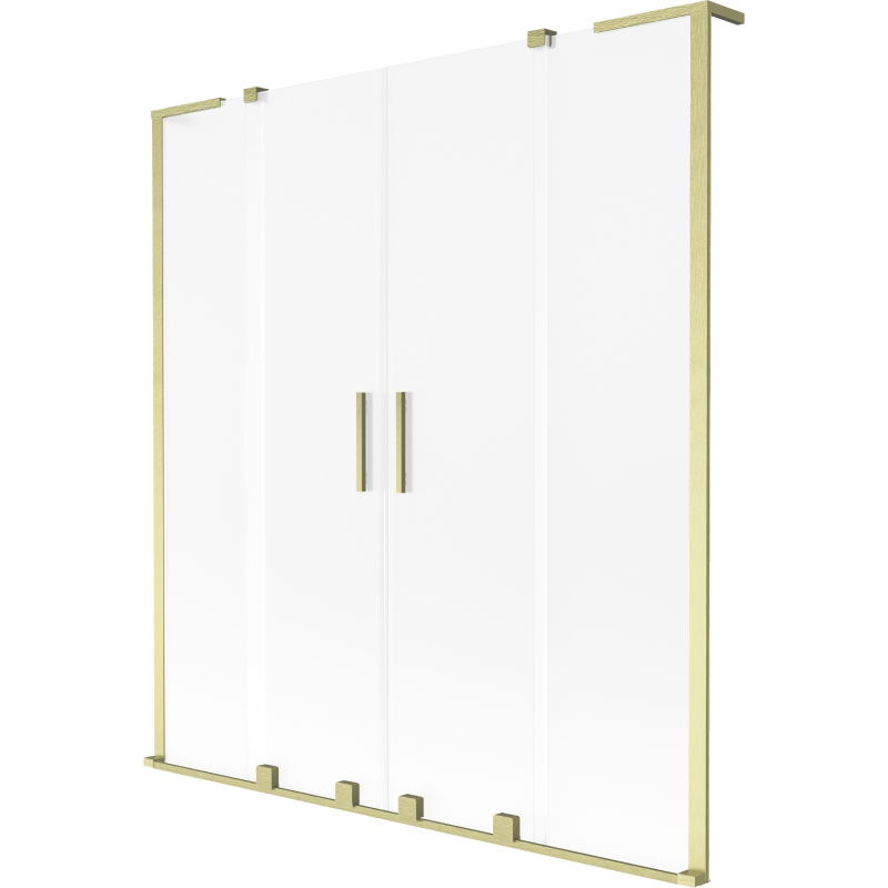Mexen Velar L Duo paravan de baie 2-panouri glisante 160 x 150 cm, înghețat, auriu periat - 896-160-003-32-55