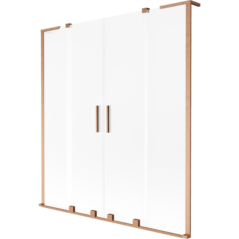 Mexen Velar L Duo kétszárnyas tolható fürdőszobai válaszfal 160 x 150 cm, jégvirág, kefe hatású réz