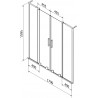 Mexen Velar L Duo paravan de cadă cu două aripi culisante 170 x 150 cm, mat, gri armat periat - 896-170-003-32-66