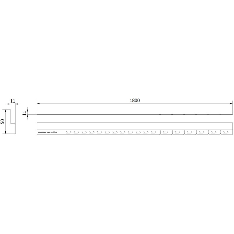 Mexen Line-B 180 cm-es elülső zuhanyzószegély, fekete - 187003180U