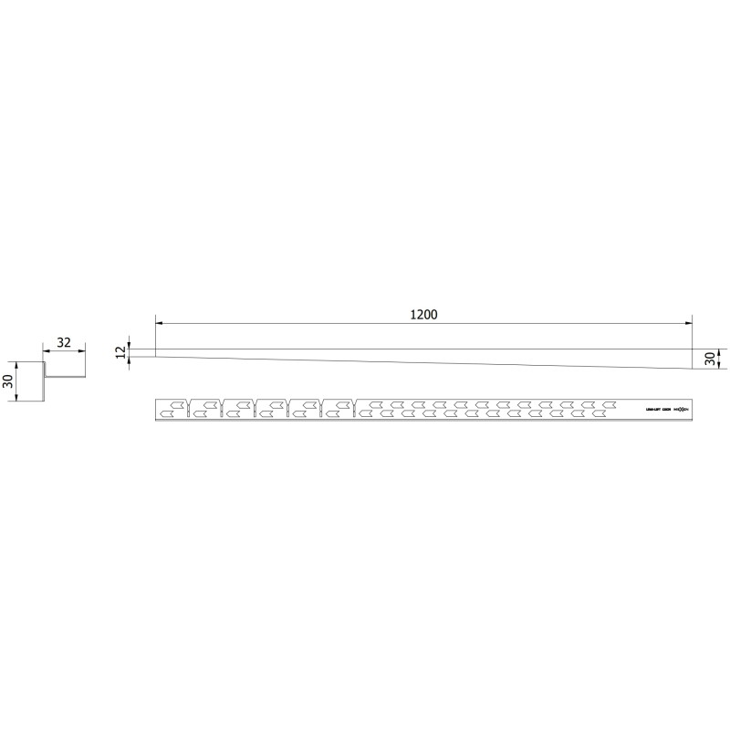 Mexen Line-B padlólépcső burkolat 120 cm bal, inox - 181001120L