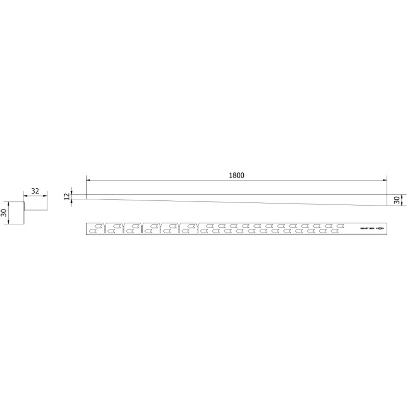 Mexen Line-B padlószegély lejtős balos, 180 cm, inox - 181001180L