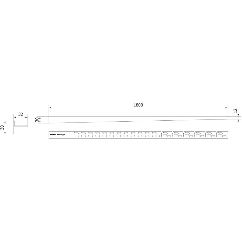 Mexen Line-B padlóléc 180 cm jobb, arany - 185001180R