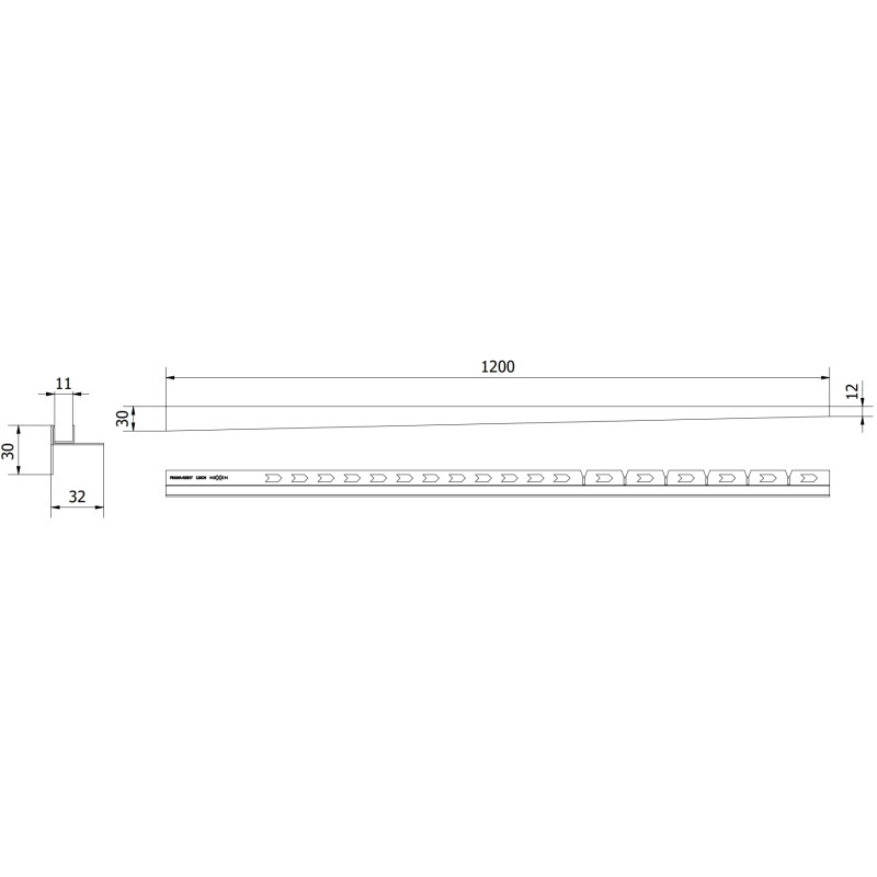 Mexen Line-B lejtős léc üveghez 120 cm jobb, arany kefe - 185504120R