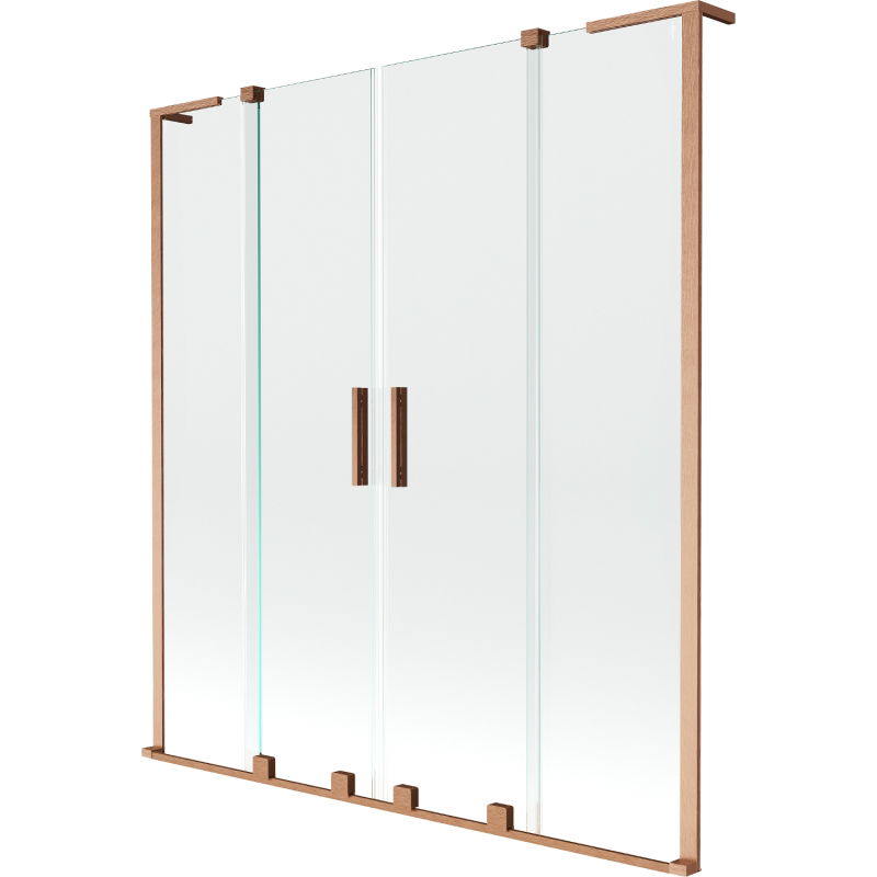 Mexen Velar L Duo paravan de baie cu 2 uși culisante 140 x 150 cm, transparent, cupru periat - 896-140-003-02-65