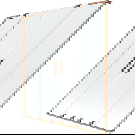 Mexen Velar L Duo 2-szárnyas toló kádparaván 140 x 150 cm, átlátszó, kefélt réz - 896-140-003-02-65