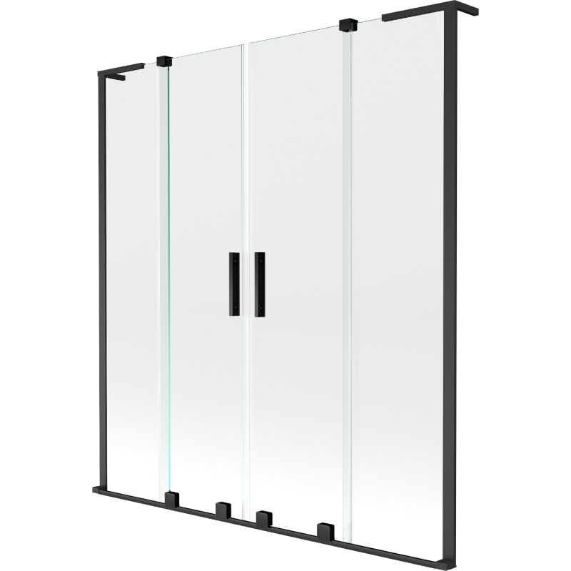 Mexen Velar L Duo kétpaneles kádparaván, tolóajtós, 140 x 150 cm, átlátszó, fekete - 896-140-003-02-70