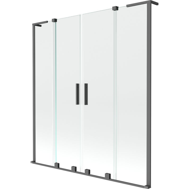 Mexen Velar L Duo paravan de baie cu 2 uși glisante 140 x 150 cm, transparent, gun metal - 896-140-003-02-95