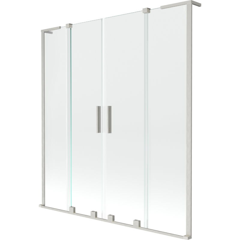 Mexen Velar L Paravan de baie Duo cu 2 aripi culisante 140 x 150 cm, transparent, nichel periat - 896-140-003-02-97