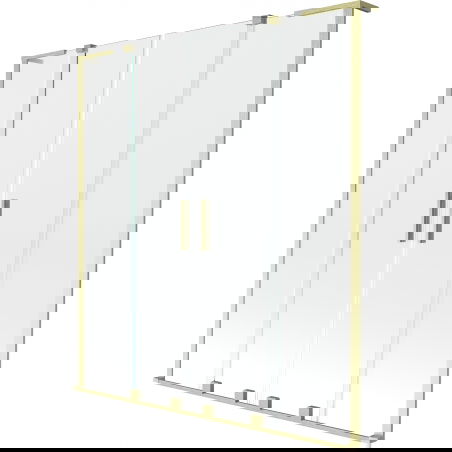 Mexen Velar L Paravan duo pentru cadă cu 2 aripi glisante 160 x 150 cm, transparent, auriu periat - 896-160-003-02-55