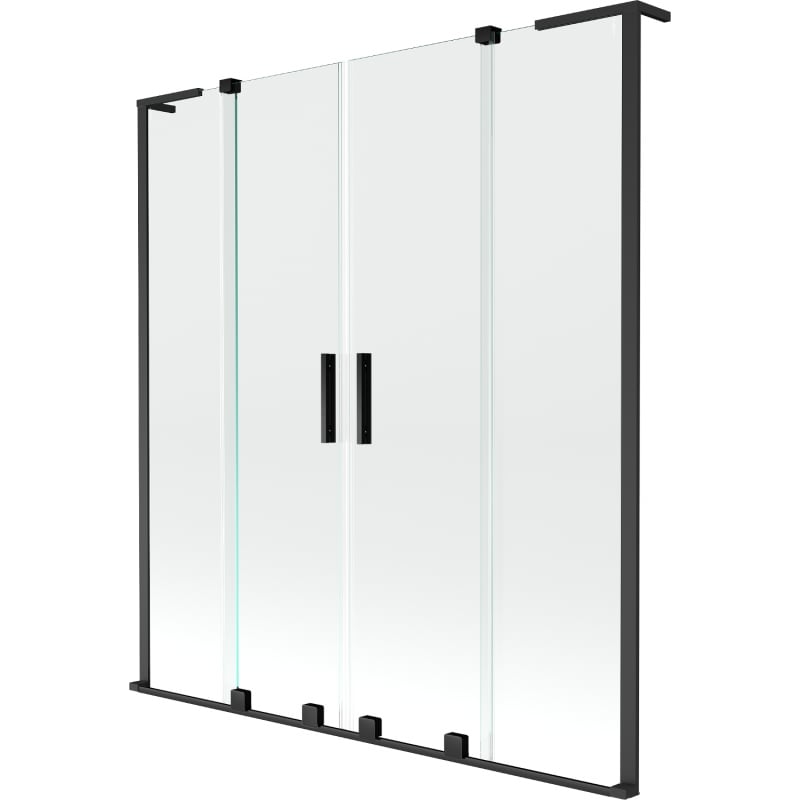 Mexen Velar L Duo fürdőkádparaván, 2-ajtós tolóajtó, 160 x 150 cm, átlátszó, fekete - 896-160-003-02-70