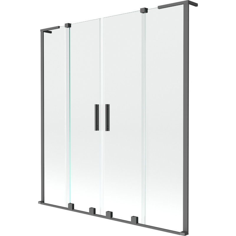 Mexen Velar L Duo kádparaván 2-szárnyas eltolható 160 x 150 cm, átlátszó, gunmetal - 896-160-003-02-95