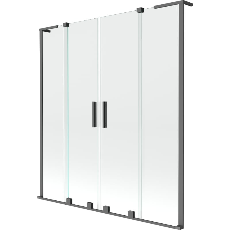 Mexen Velar L Duo paravan cadă 2-canate glisant 160 x 150 cm, transparent, gun metal - 896-160-003-02-95