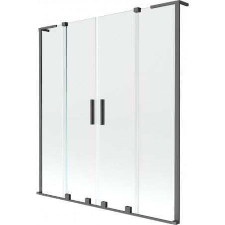 Mexen Velar L Duo kádparaván 2-szárnyas eltolható 160 x 150 cm, átlátszó, gunmetal - 896-160-003-02-95