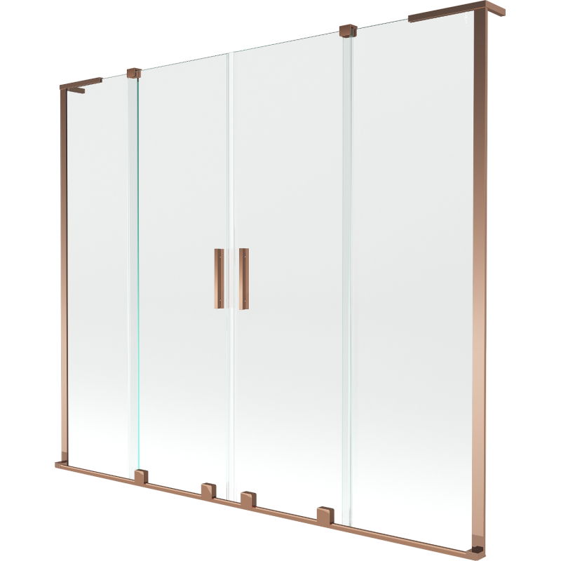 Perete de baie Mexen Velar L Duo, 2 aripi glisante, 170 x 150 cm, transparent, aur roz - 896-170-003-02-60