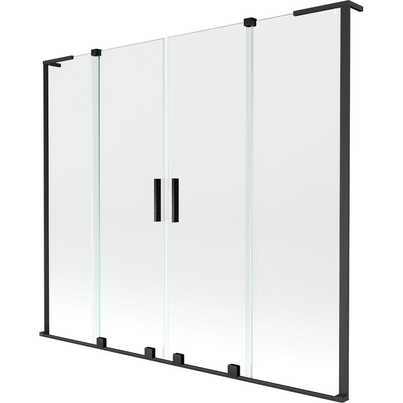 Mexen Velar L Duo paravan cadă cu 2 canaturi glisante 170 x 150 cm, transparent, negru - 896-170-003-02-70