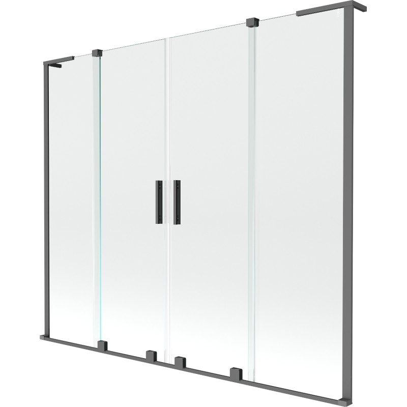 Mexen Velar L Duo kádparaván 2-szárnyú toló 170 x 150 cm, átlátszó, fegyverfém - 896-170-003-02-95