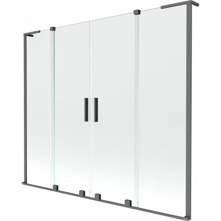 Mexen Velar L Duo kádparaván 2-szárnyú toló 170 x 150 cm, átlátszó, fegyverfém - 896-170-003-02-95