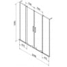 Mexen Velar L Duo 2-szárnyas toló kádparaván 200 x 150 cm, átlátszó, króm - 896-200-003-02-01