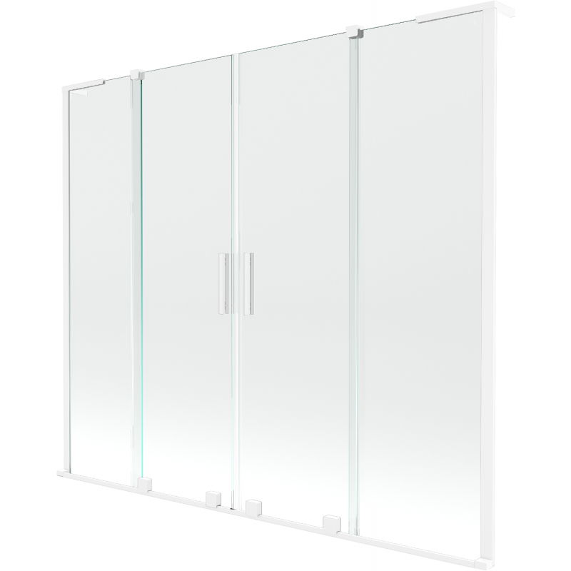 Paravan cadă Mexen Velar L Duo cu 2 uși glisante 200 x 150 cm, transparent, alb - 896-200-003-02-20