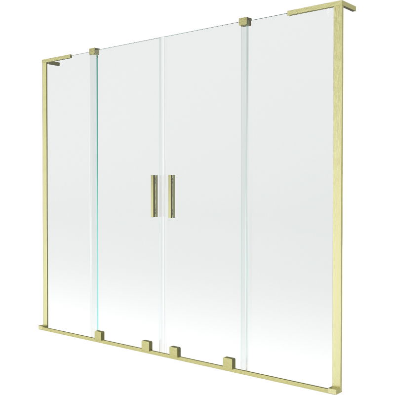 Mexen Velar L Duo paravan pentru cadă, 2 panouri glisante 200 x 150 cm, transparent, auriu periat - 896-200-003-02-55