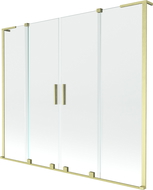 Mexen Velar L Duo paravan pentru cadă, 2 panouri glisante 200 x 150 cm, transparent, auriu periat - 896-200-003-02-55
