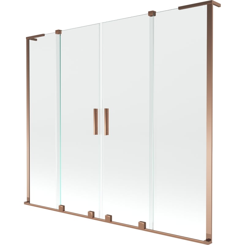 Mexen Velar L Duo paravan pentru cadă cu 2 uși culisante 200 x 150 cm, transparent, aur roz - 896-200-003-02-60