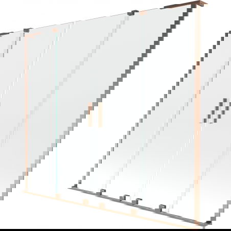 Mexen Velar L Duo paravan de baie 2-panouri glisante 200 x 150 cm, transparent, aur roz - 896-200-003-02-60