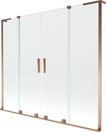 Mexen Velar L Duo kád paraván, 2-szárnyú toló 200 x 150 cm, átlátszó, rózsaarany - 896-200-003-02-60