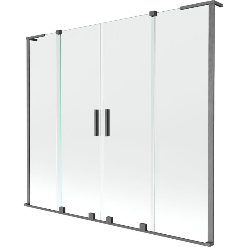Mexen Velar L Duo dupla tolózuhany paraván 200 x 150 cm, átlátszó, gun gray kefe - 896-200-003-02-66