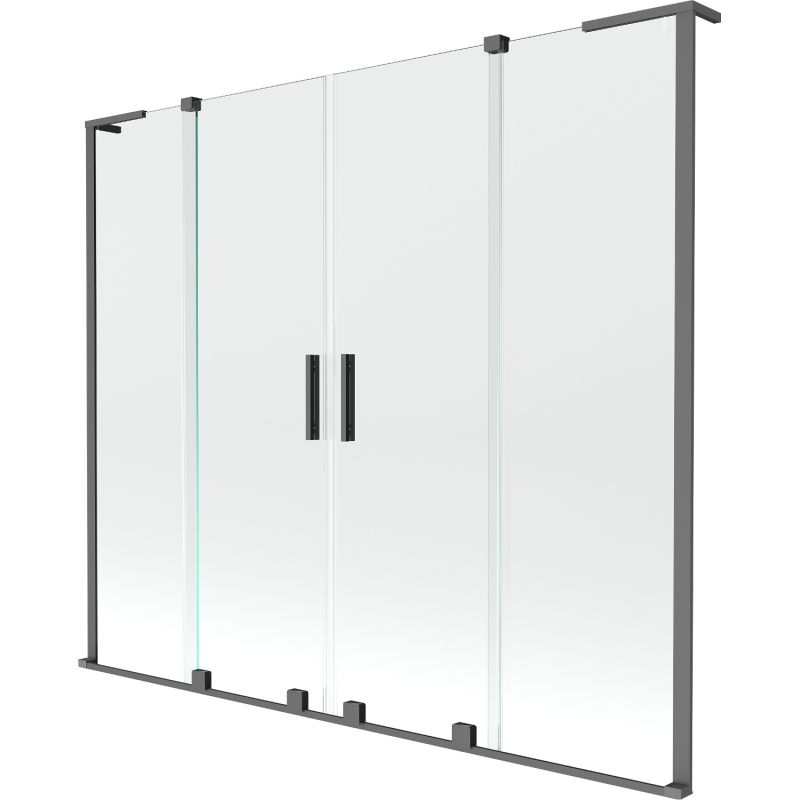 Mexen Velar L Duo kádparaván 2-szárnyú tolóajtóval 200 x 150 cm, átlátszó, gun metal - 896-200-003-02-95