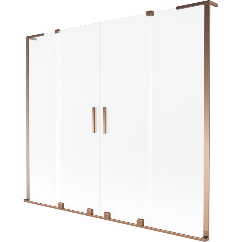 Mexen Velar L Duo paravan pentru cadă cu 2 uși culisante 200 x 150 cm, gheață, aur roz - 896-200-003-32-60