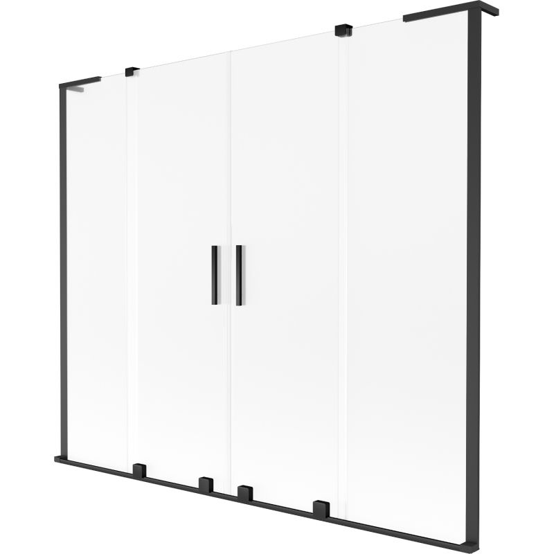 Mexen Velar L Duo panou de cadă, culisabil cu 2 canaturi, 200 x 150 cm, sablat, negru - 896-200-003-32-70