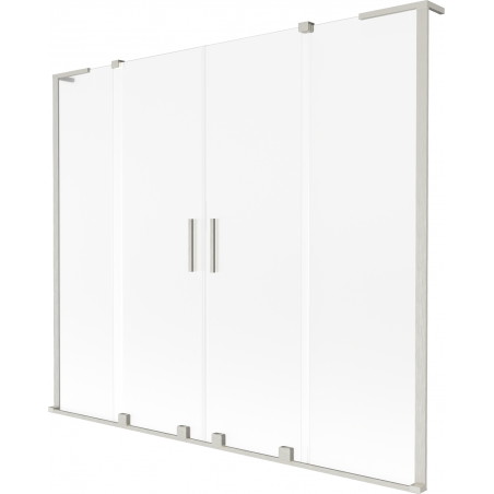 Mexen Velar L Duo kádparaván, 2-szárnyas, tolóajtós, 200 x 150 cm, matt, csiszolt nikkel - 896-200-003-32-97