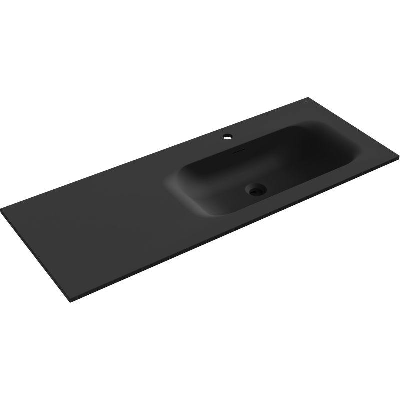 Mexen Vela beépíthető mosdókagyló jobb oldali 121 x 46,5 cm, fekete matt - 25231271P