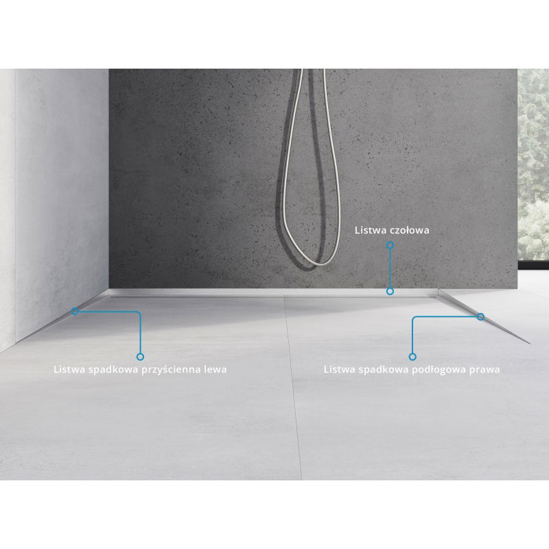 Mexen Line-B padlólefolyó burkolat, 180 cm jobb, inox - 181001180R