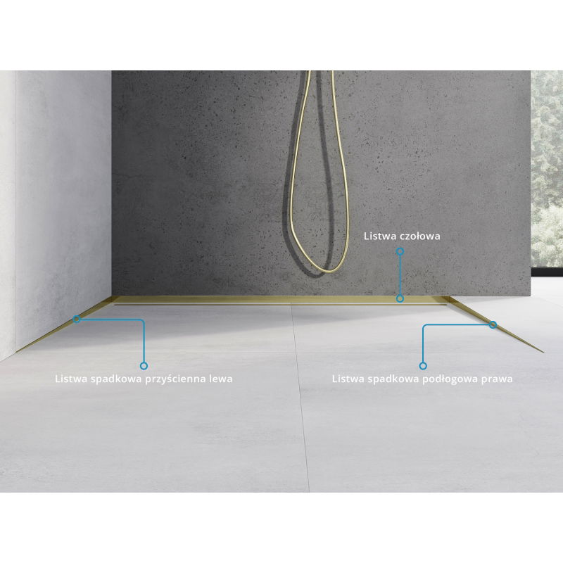 Mexen Line-B padlószegély 180 cm jobb, arany - 185001180R