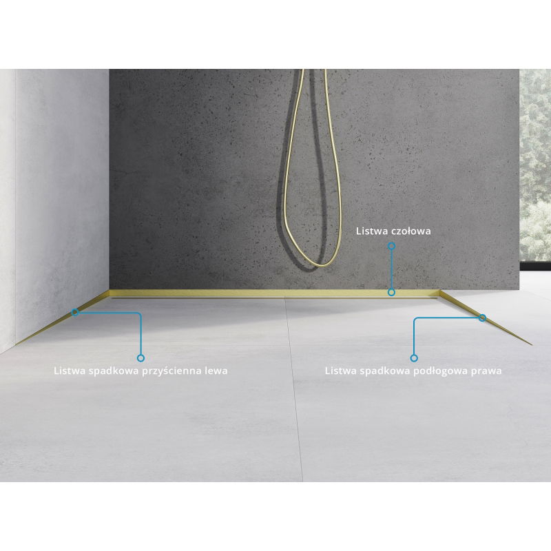 Mexen Line-B padlószegély 180 cm jobb, arany kefélt - 185501180R