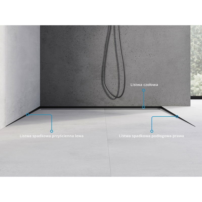 Mexen Line-B șină de scurgere pentru podea 180 cm dreapta, negru - 187001180R